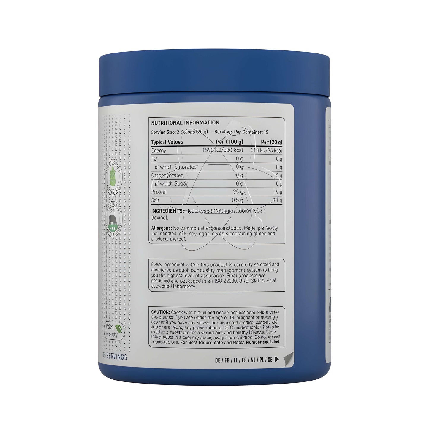Premium Kollagen Supplement von Applied Nutrition mit hydrolysierten Rinderkollagenpeptiden â halal Kollagen Pulver ohne Zusatzstoffe fĂŒr eine einfache tĂ€gliche Anwendung.