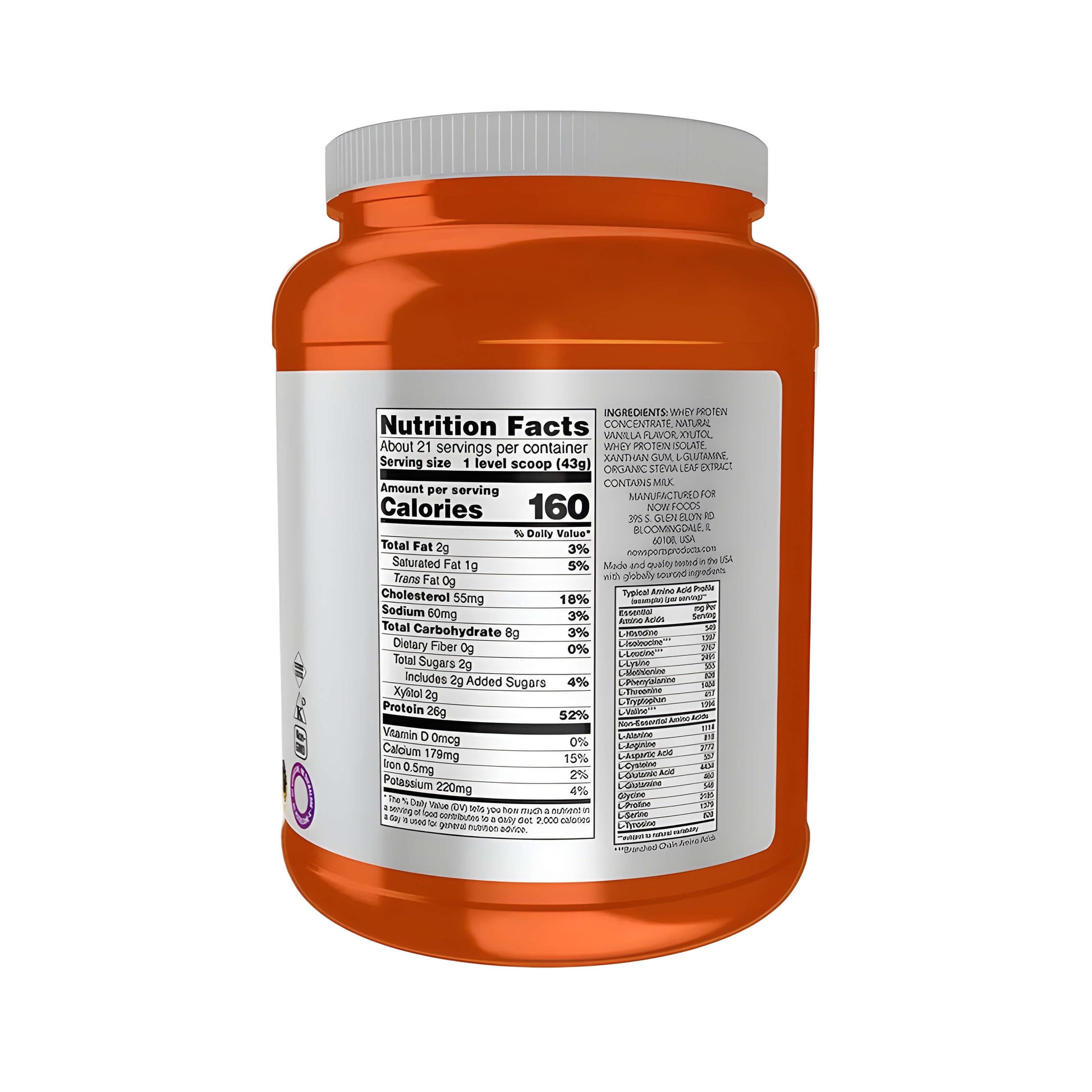 NOW Foods Whey Protein Creamy Vanilla mit über 5.500 mg BCAA, zusätzlichem L-Glutamin, Whey Protein Isolat, Whey Protein Konzentrat, Eiweißpulver für Kraftsport, Muskelwachstum und Regeneration.