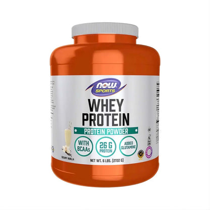 NOW Foods Whey Protein Creamy Vanilla Premium Proteinpulver mit Molkenprotein, Eiweiß, Aminosäuren, BCAA, Muskelregeneration, Muskelwachstum, Sporternährung, Fitness, Bodybuilding und Vanille Geschmack.