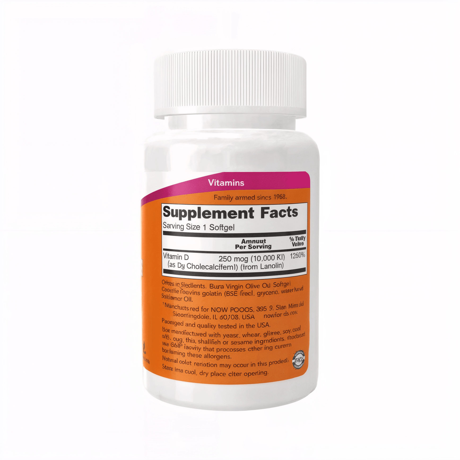 NOW Foods Vitamin D3 10.000 IE Softgels – hochwertiges Vitamin-D3-Präparat für die tägliche Nahrungsergänzung online kaufen.