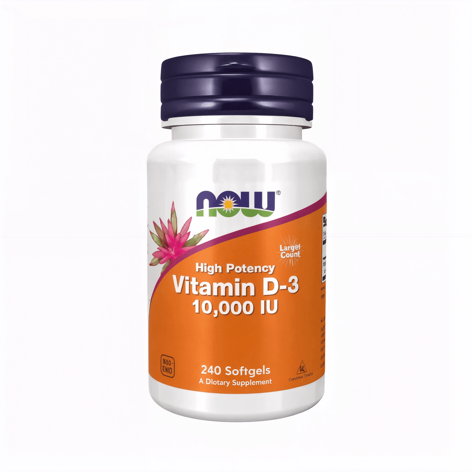 NOW Foods Vitamin D3 10.000 IE Softgels mit Vitamin D3 aus Lanolin, hochwertiger Rezeptur und praktischer Softgel-Form für die tägliche Nahrungsergänzung.