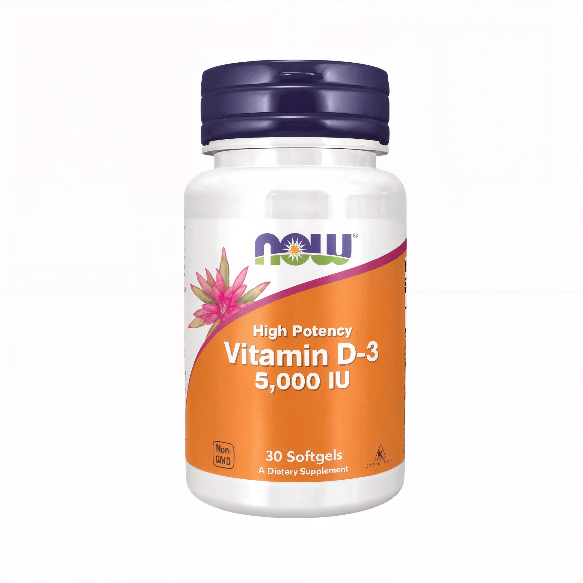 NOW Foods Vitamin D3 5000 IE Softgels mit ölgelöster Formel und hochwertigem Vitamin D3 für die tägliche Versorgung.
