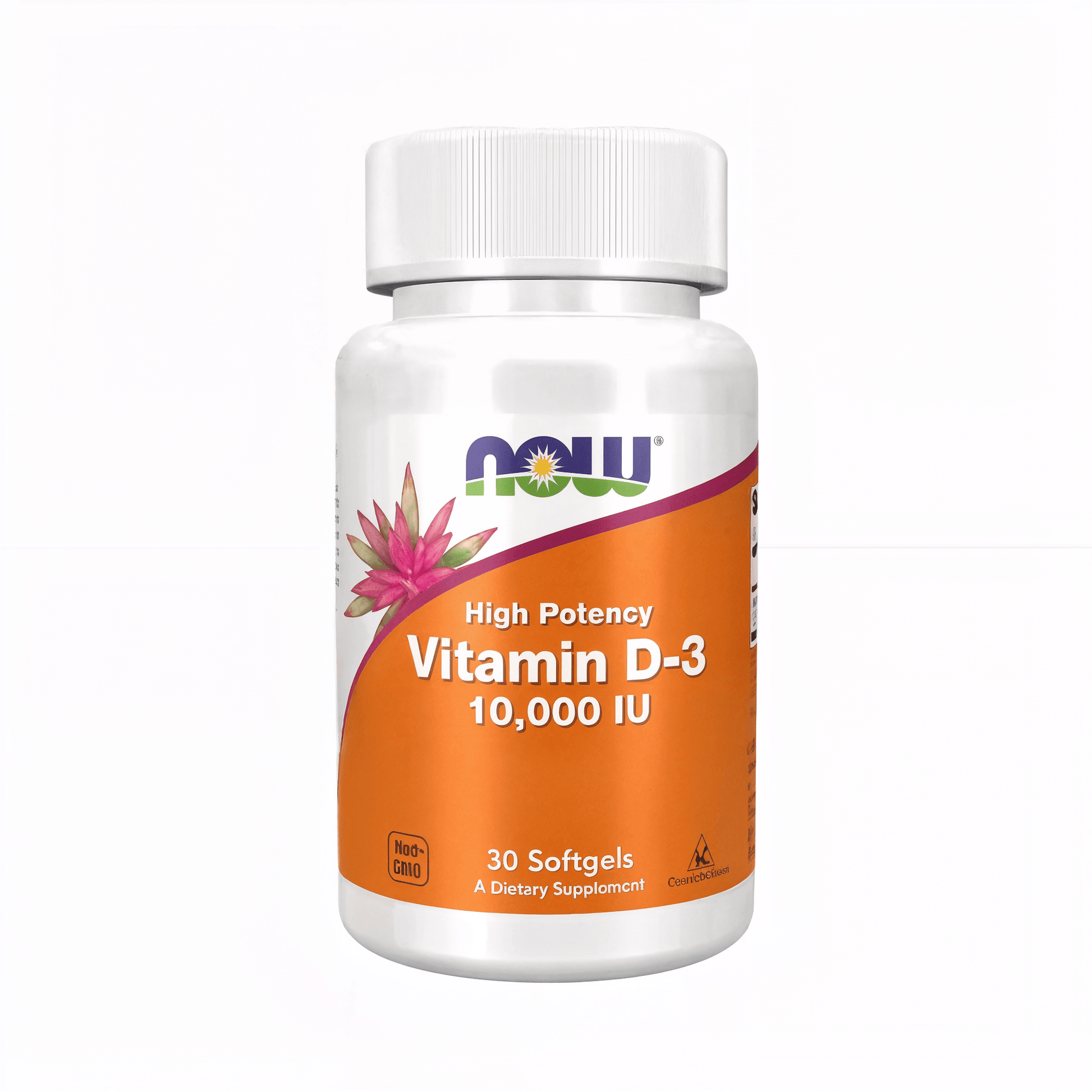 Hochwertige NOW Foods Vitamin D3 10.000 IE Softgels mit ölgelöstem Vitamin D3 und kleinen Softgels für die tägliche Nahrungsergänzung.