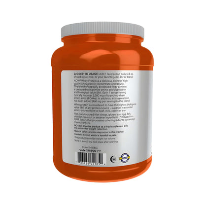NOW Foods Whey Protein Creamy Vanilla mit 26 g Protein pro Portion, hochwertigem Molkenprotein, BCAA, essentiellen Aminosäuren, Muskelregeneration, Muskelaufbau, Fitness Ernährung und Protein Shake.