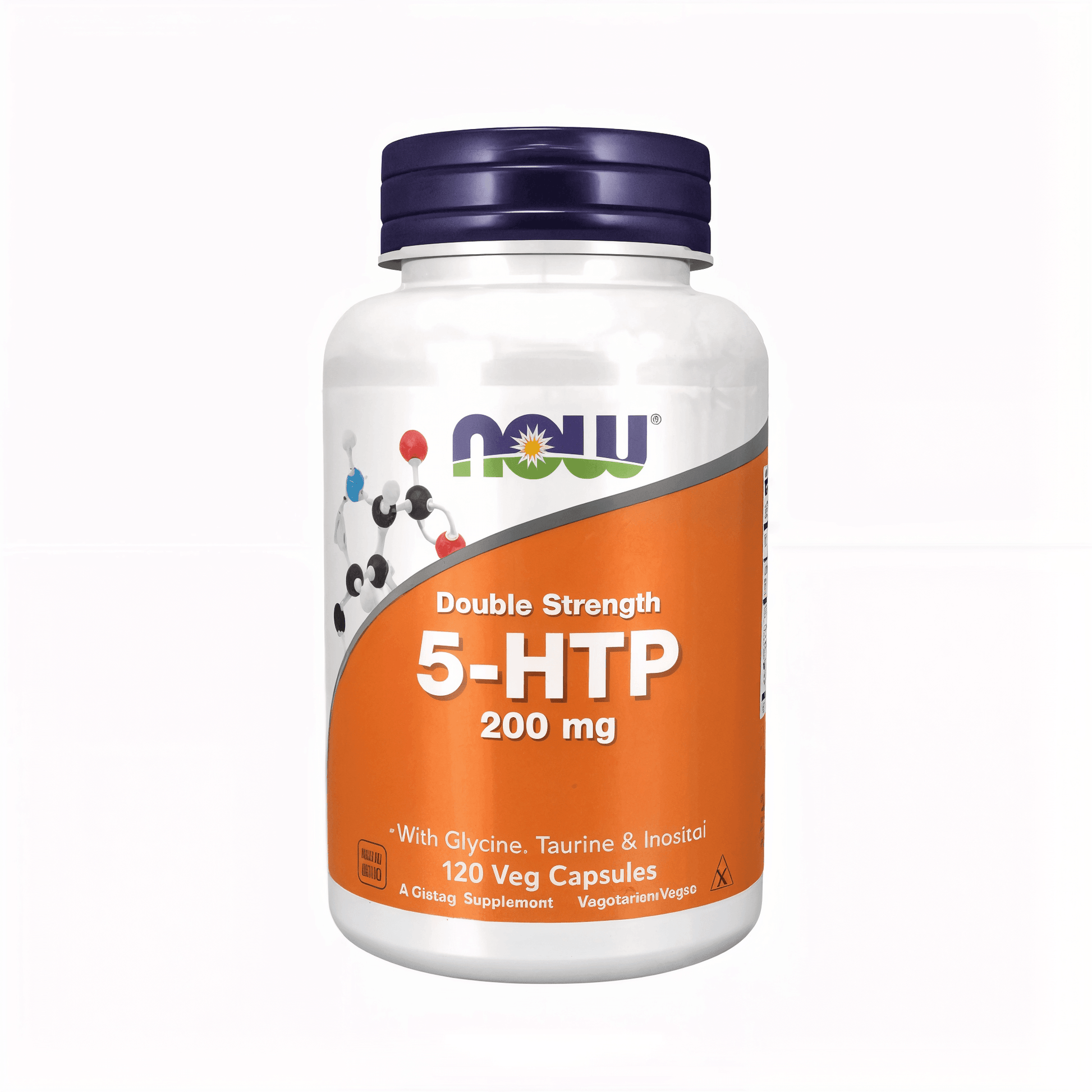 NOW Foods 5-HTP Double Strength 200 mg vegane Kapseln Aminosäure Supplement mit Glycin Taurin Inositol Premium Nahrungsergänzung für Fokus mentale Balance und tägliche Wellness Routine